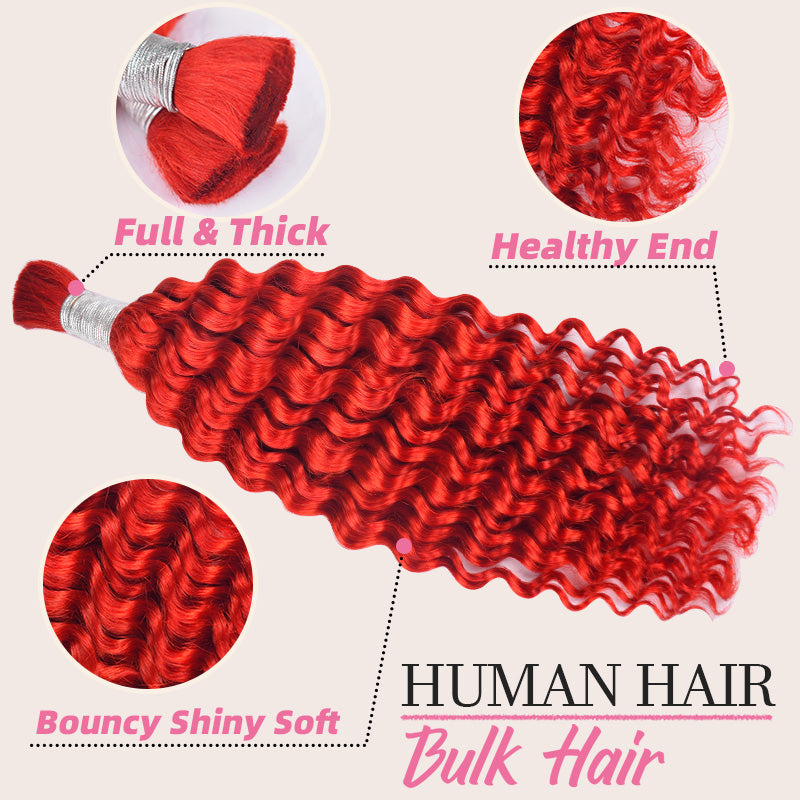 Red Deep Wave Human Hair Bulk