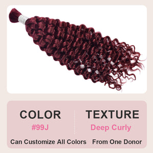 99J# Deep Curly Human Hair Bulk
