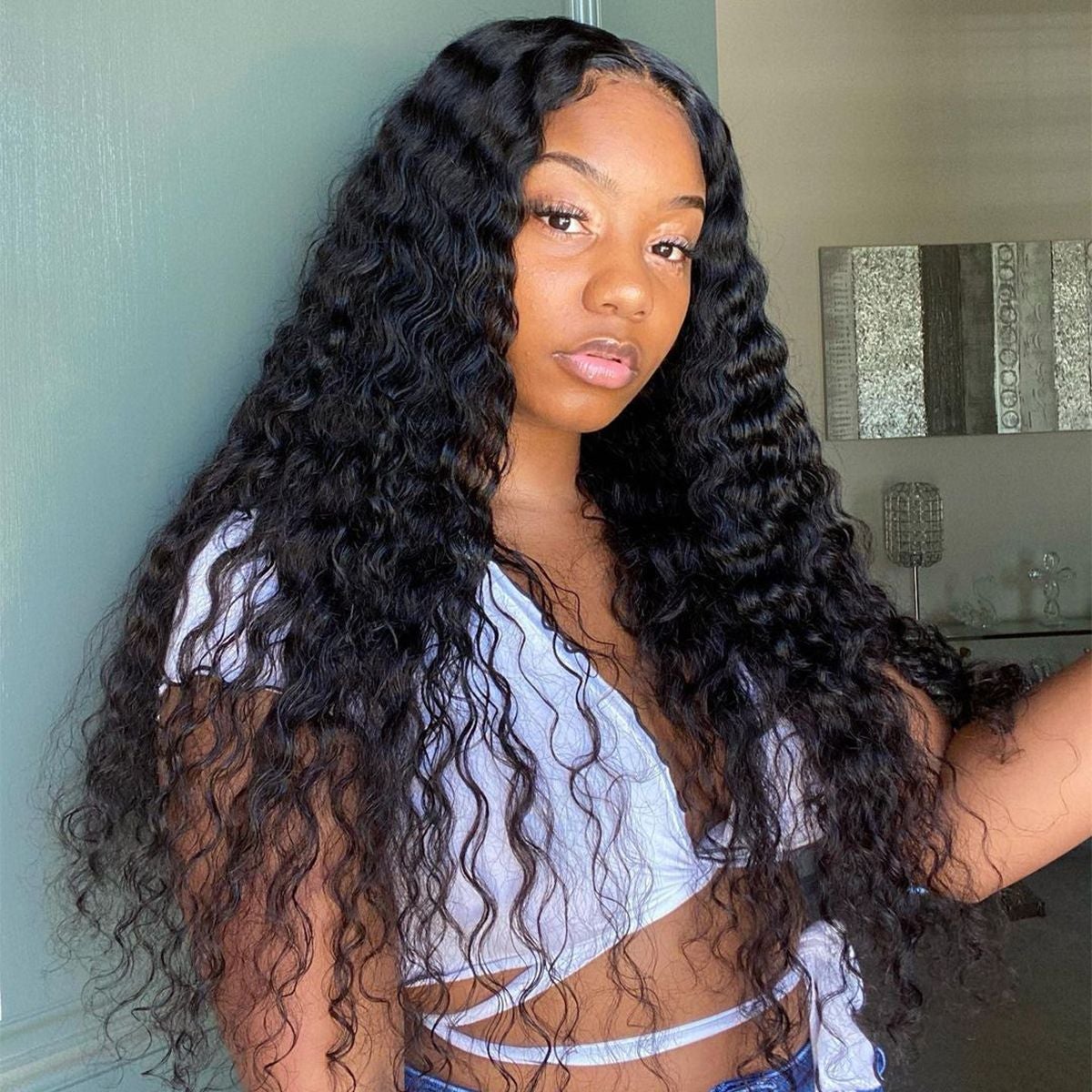 11A Deep Wave Human Hair 13x6 Lace Front Wig - AliNybeauty
