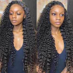 11A Deep Wave Human Hair 180% Density 13x4 Lace Front Wig - AliNybeauty