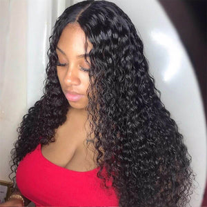 11A Deep Wave Human Hair 180% Density 4x4 Lace Closure Wig - AliNybeauty