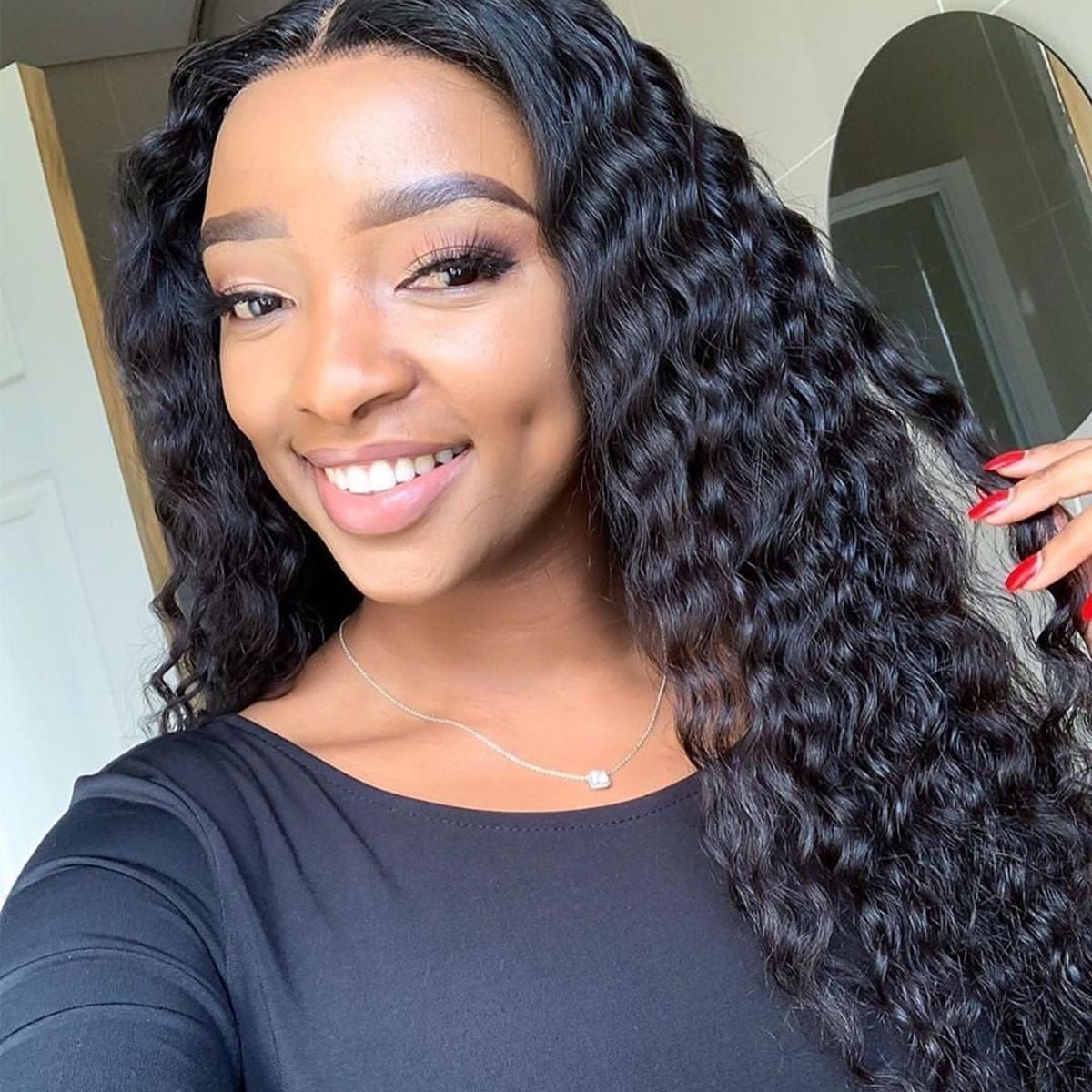 11A Deep Wave Human Hair 4x4 Lace Closure Wig - AliNybeauty