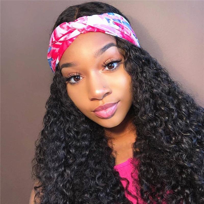 11A Jerry Curly Human Hair 180% Density Headband Wig - AliNybeauty