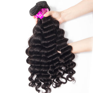 11A Loose Deep Wave Brazilian Human Hair 3 Bundles With 13x4 Frontal - AliNybeauty