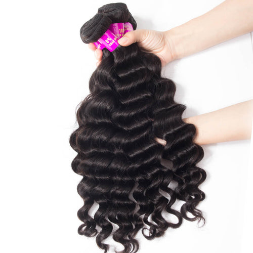 11A Loose Deep Wave Brazilian Human Hair 3 Bundles With 4x4 Closure - AliNybeauty