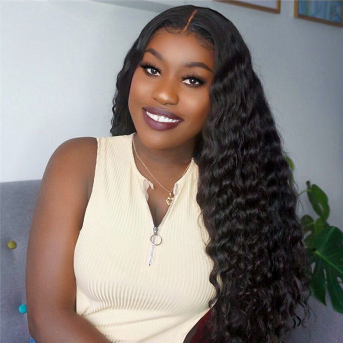 11A Loose Deep Wave Human Hair 4x4 Lace Closure Wig - AliNybeauty