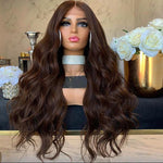 #4 Brown Body Wave Virgin Brazilian Human Hair 13x4 Lace Front Wig - AliNybeauty