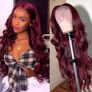 99J# Body Wave Virgin Brazilian Human Hair 13x4 Lace Front Wig