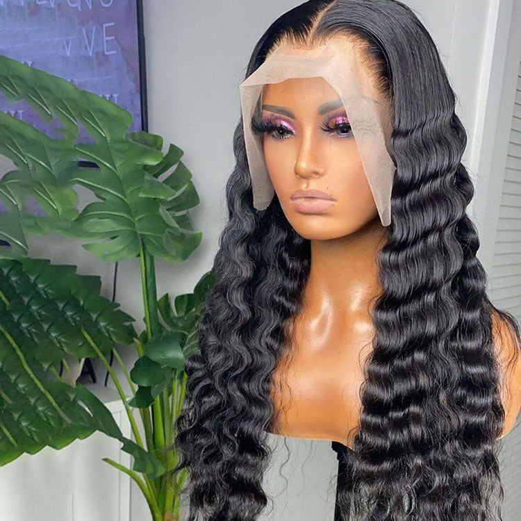 12A Deep Wave Human Hair 13x4 Lace Front Wig