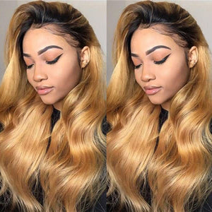 1B/27# Body Wave Brazilian Human Hair 13x4 Lace Front Wig