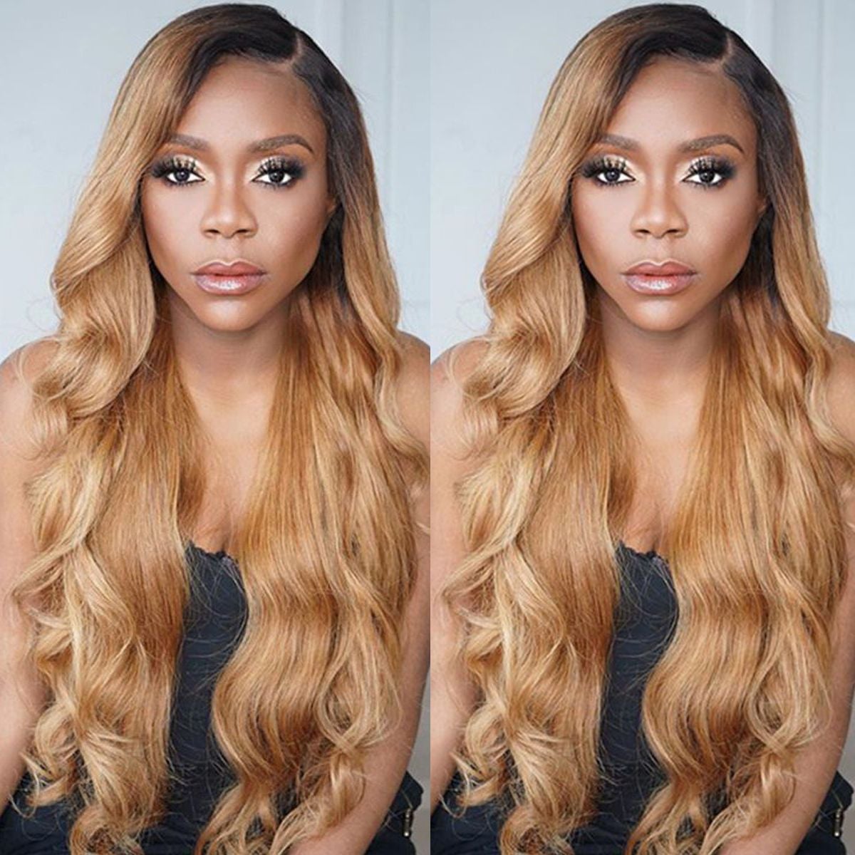 1B/27# Body Wave Brazilian Human Hair 13x4 Lace Front Wig