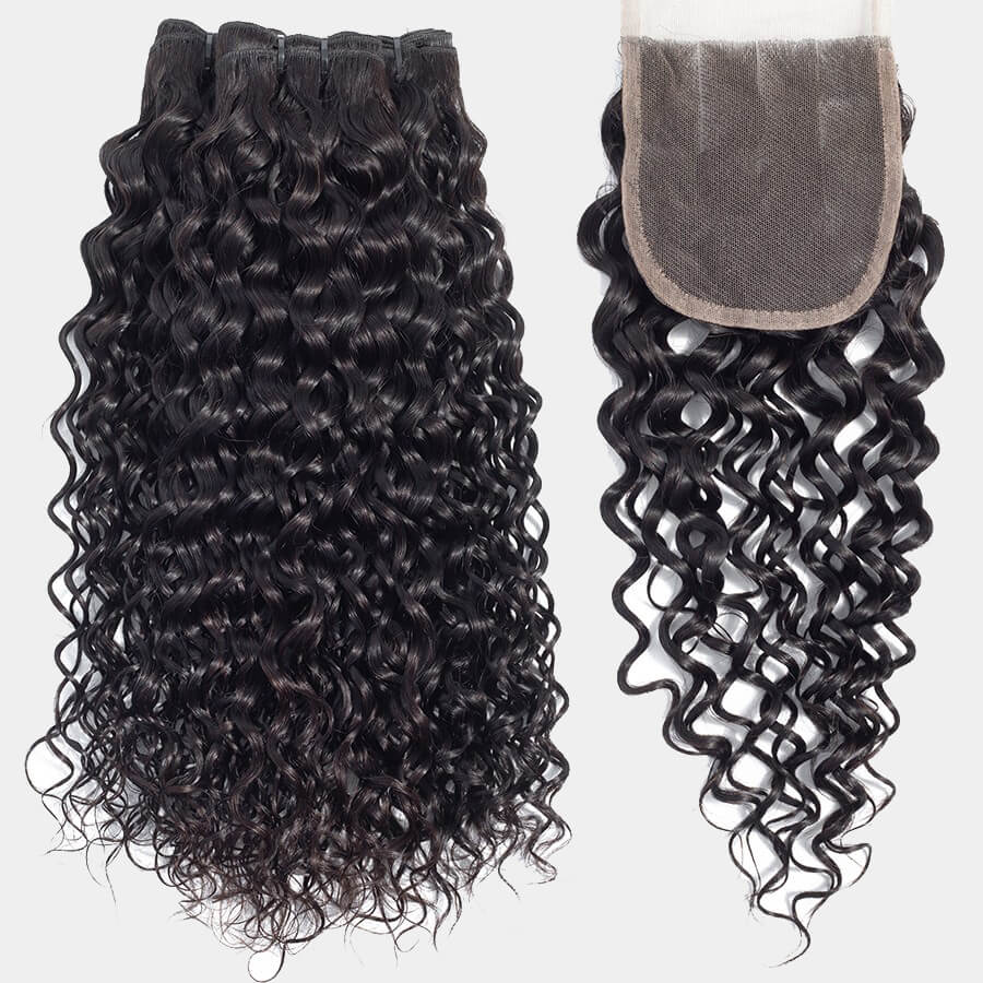Italy Curly 3 Bundles with Lace Closure